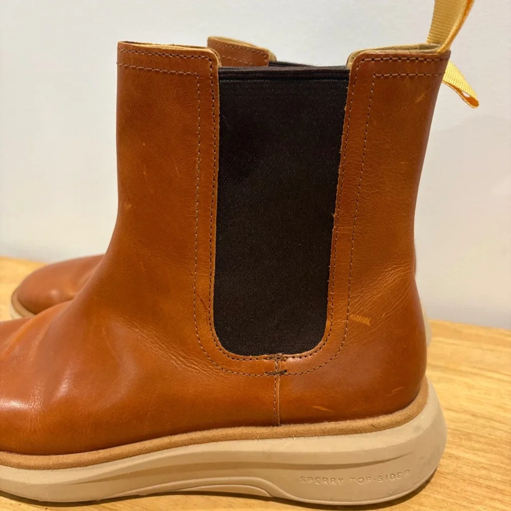 Sperry Top-Sider Gold Cup Commodore Chelsea Boots Tan 10 Leather Slip On